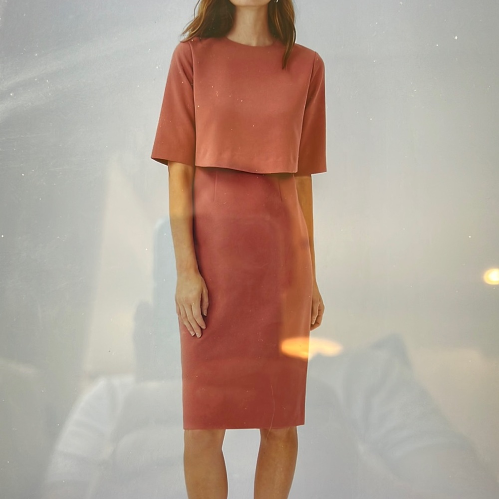 Ann Taylor Overlay Elbow Sleeve Dress